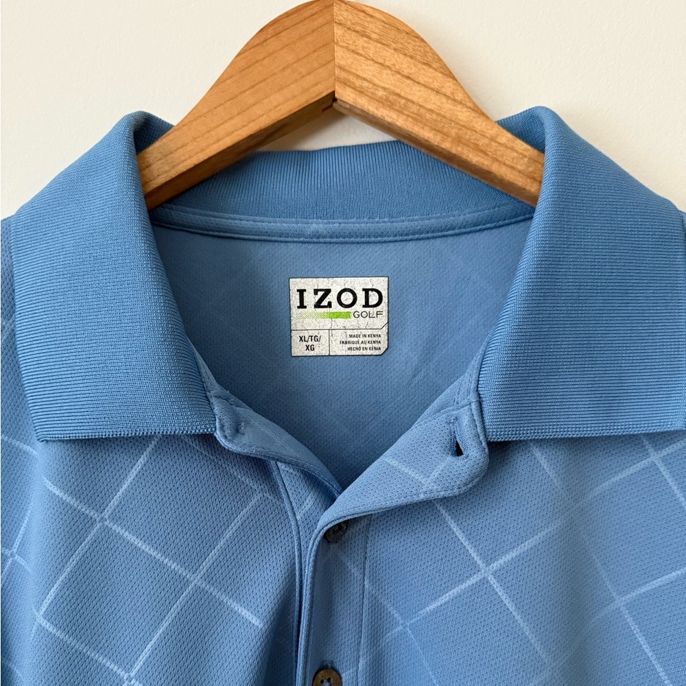 IZOD Golf Long Sleeve Polo Shirt – Blue Argyle – Men’s XL